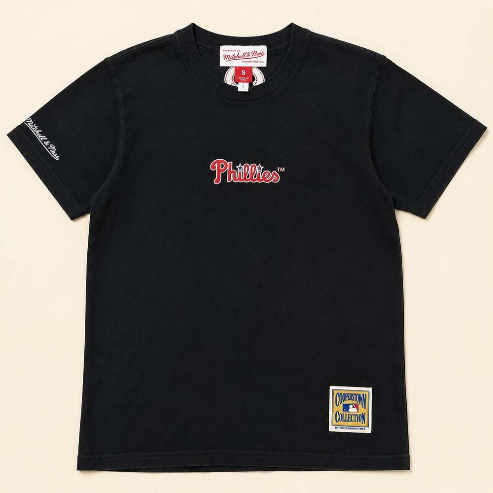 Vintage Y2K Phillies Mitchell & Ness Black Tee Cooperstown MLB Size S
